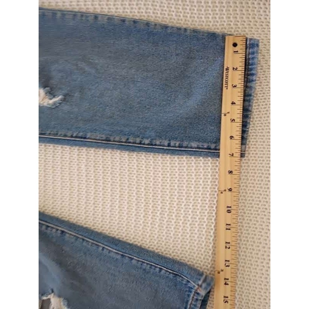 Honey Punch Blue Distressed Denim Overalls L Ripped Straight Leg Y2K Vintage Sty - Picture 7 of 12